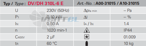 Rosenberg DH 310 L-6 E - описание, технические характеристики, графики